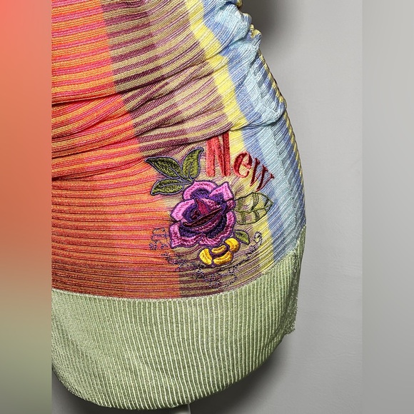 Desigual Vintage Y2K Colorful Striped Knit Dress M/L - Picture 3 of 11